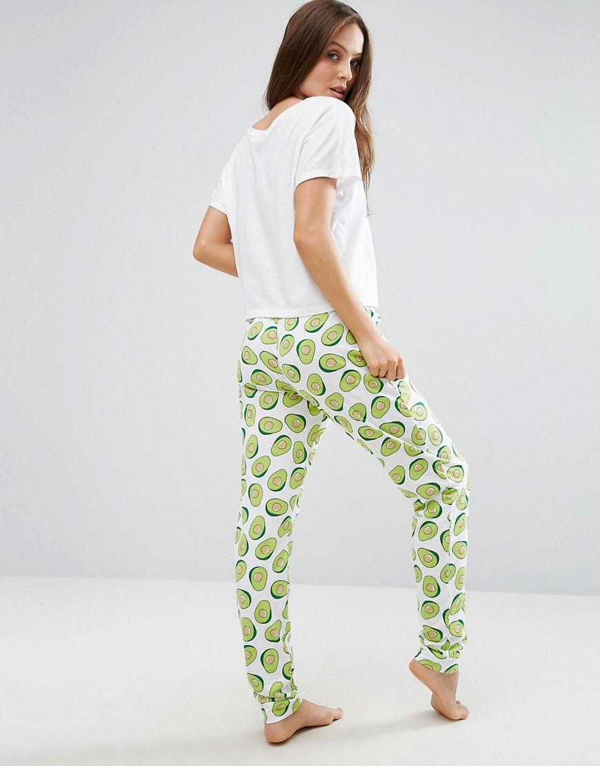 Asos Avocado Print Tee & Jogger Pyjama Set in Green | Lyst