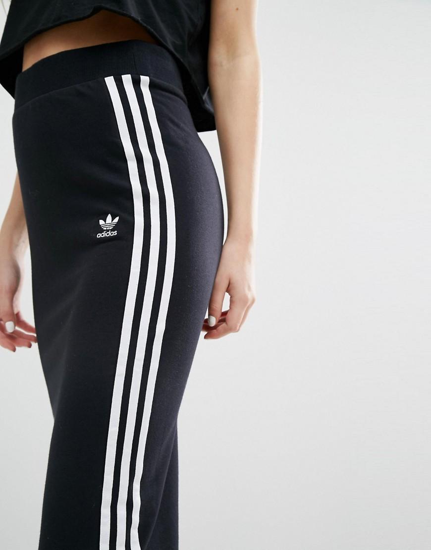 Lyst - Adidas Originals Maxi Skirt With 3 Stripes in Black