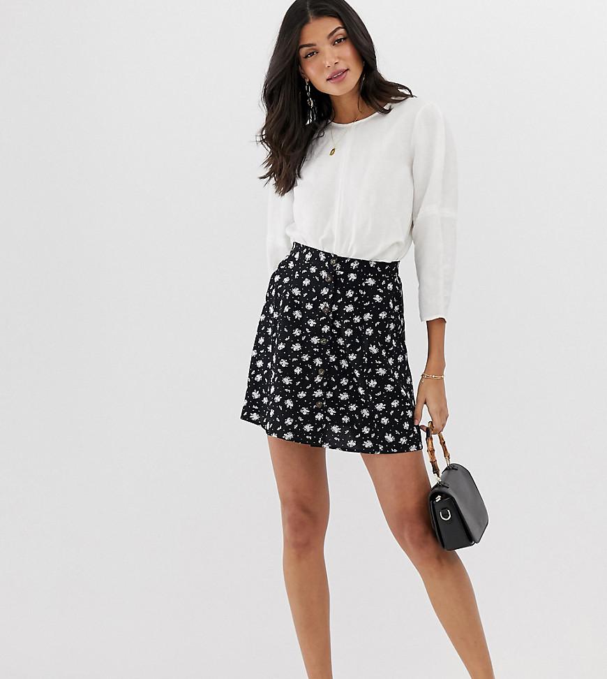Lyst - ASOS Asos Design Tall Button Front Mini Skirt In Mono Floral ...