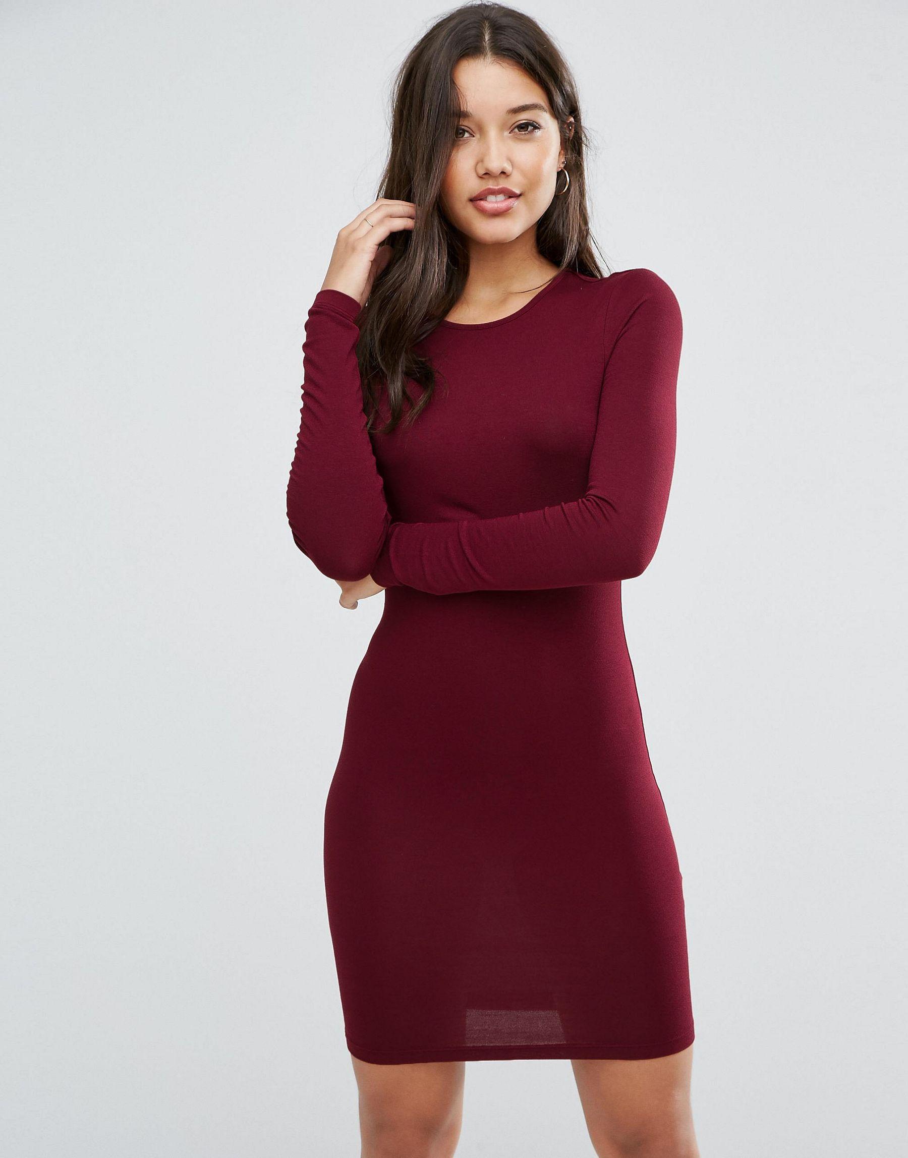 bodycon dress long sleeve maxi red dresses