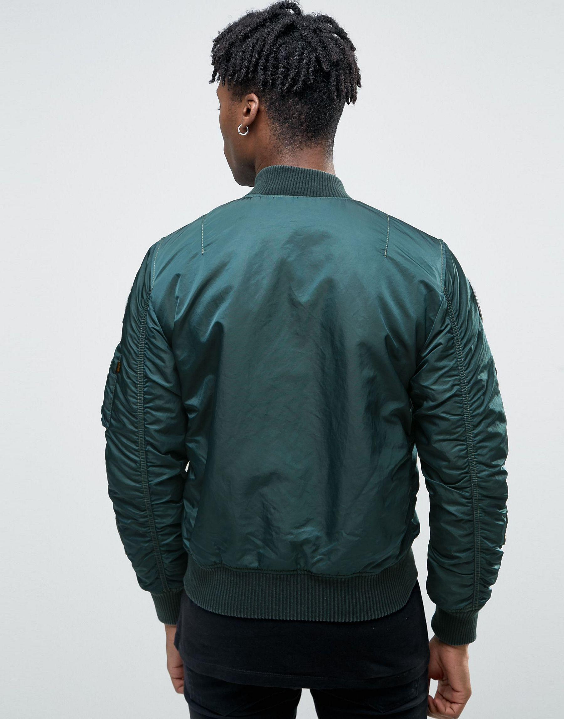 Alpha Industries Ma-1 Bomber Jacket With Patches In Dark Petrol Slim ...