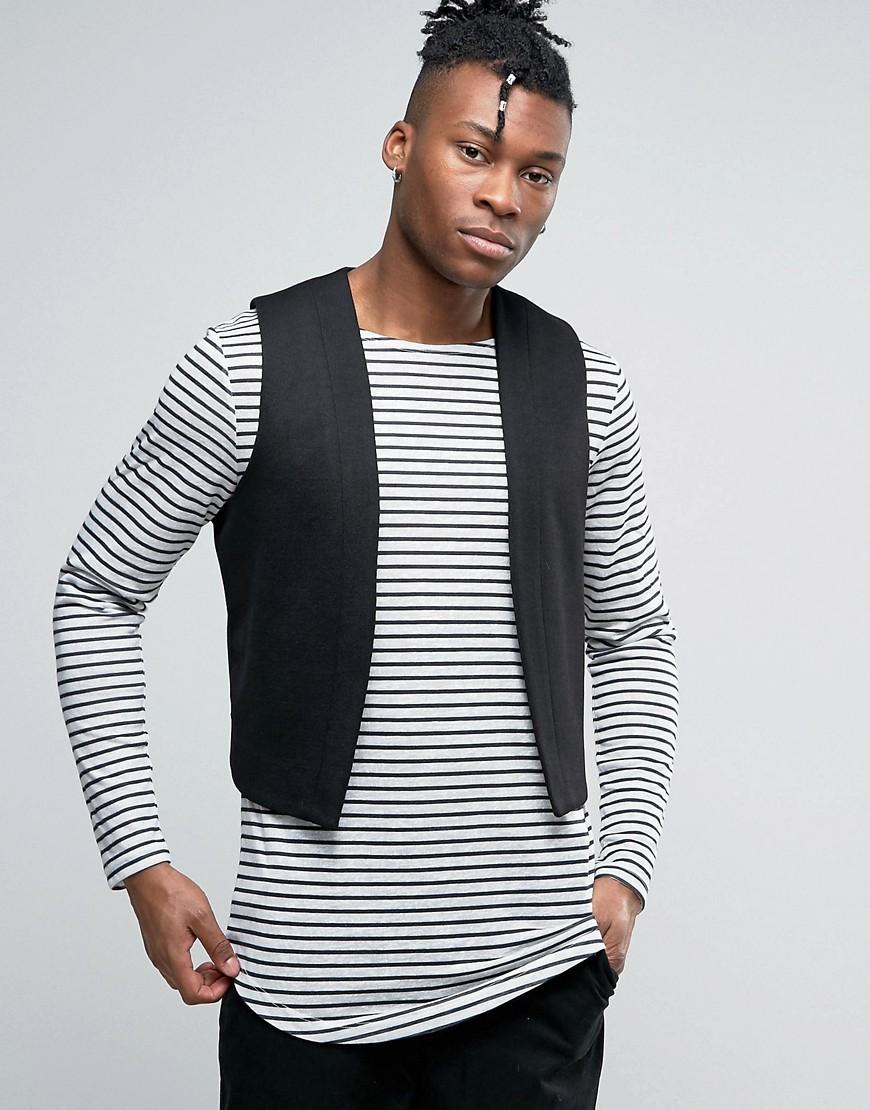 Lyst Asos Open Waistcoat In Black in Black for Men