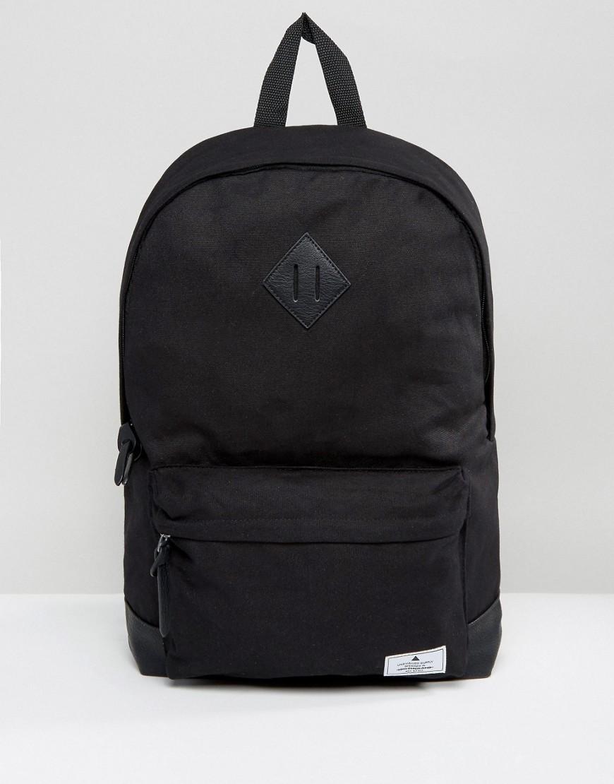 Asos Backpack In Black Canvas With Faux Leather Base in Black for Men | Lyst