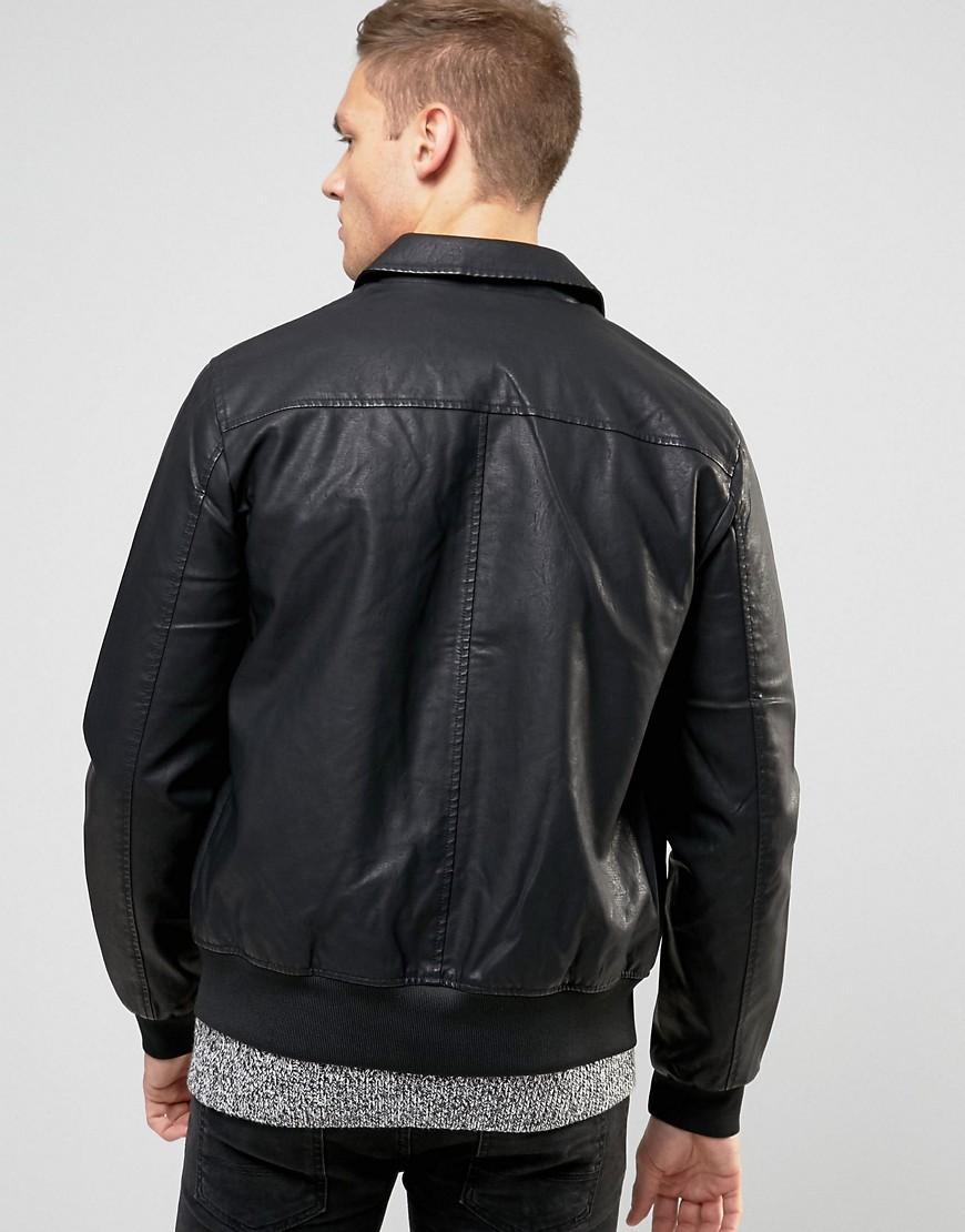 Download Lyst - New Look Faux Leather Harrington Jacket In Black in ...