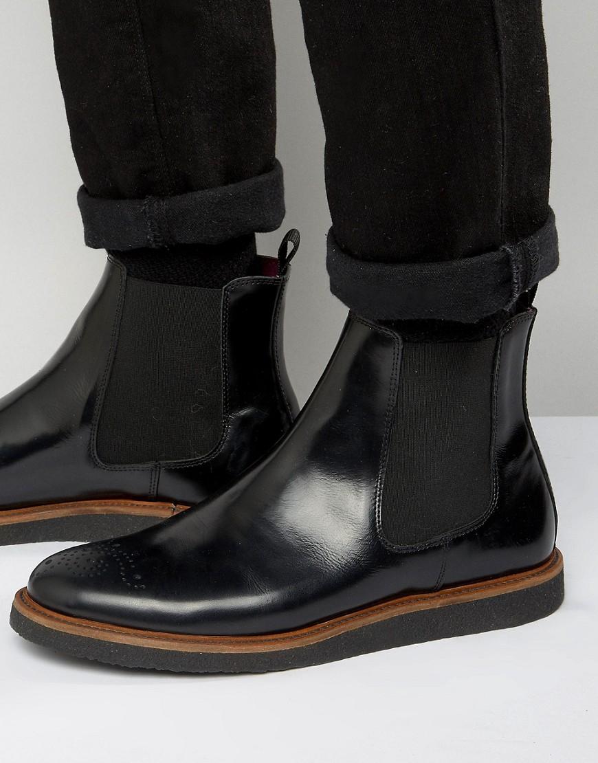 Lyst - House Of Hounds Chelsea Boots With Brogue Detail in Black for Men