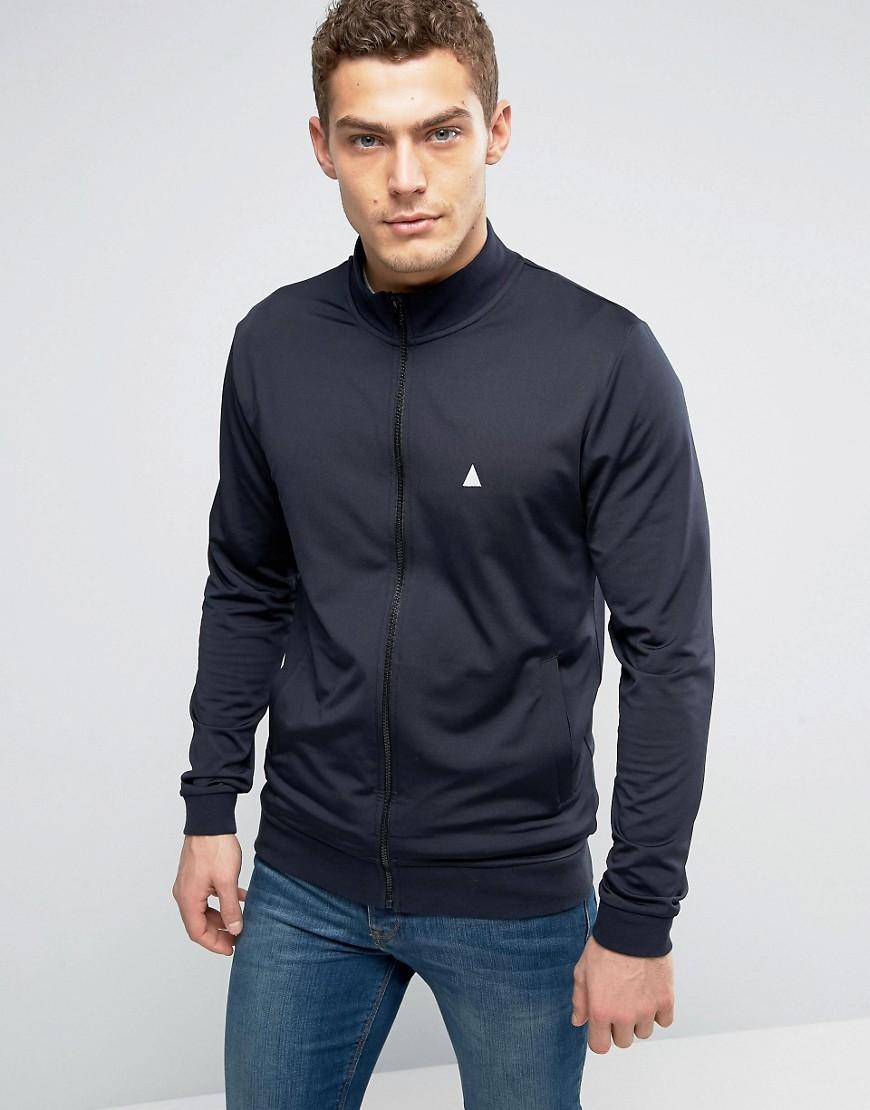 Lyst - Asos Jersey Track Jacket In Navy With Logo in Blue for Men