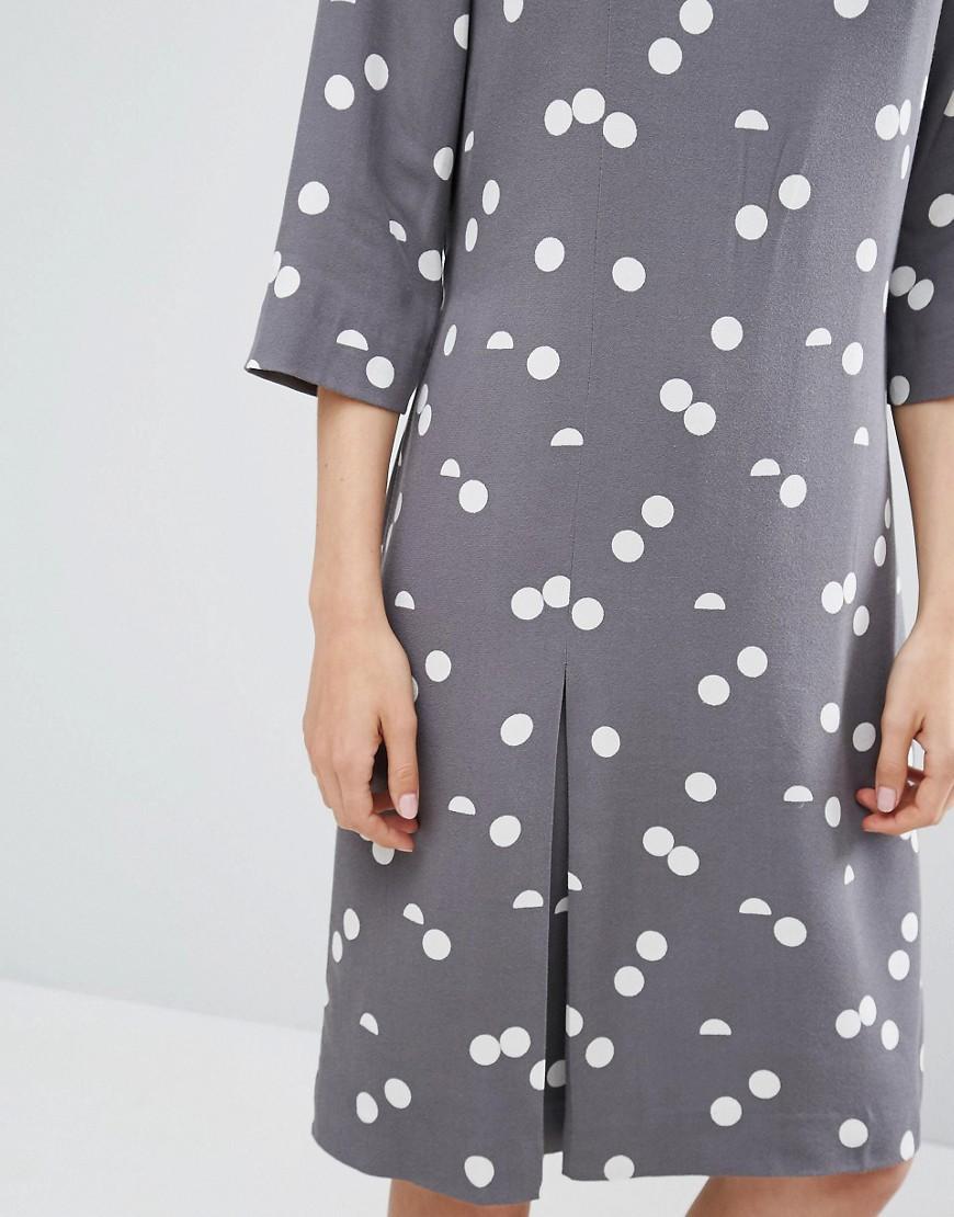 Selected Polka Dot Dress in Gray Lyst