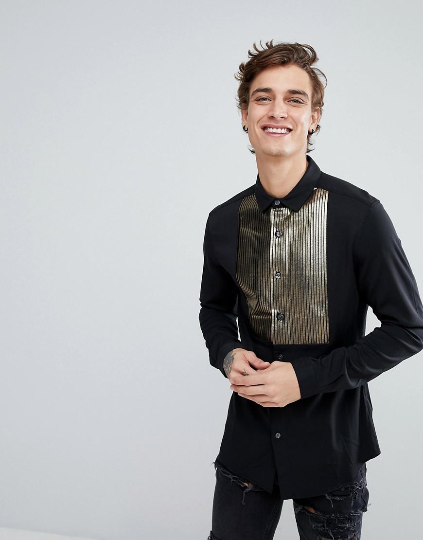 mens black sateen shirt