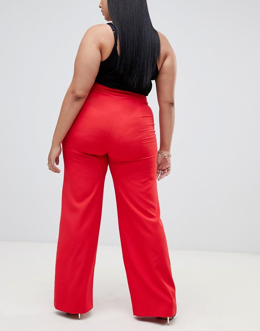 Missguided Tailored Wide Leg Trouser In Red in Red - Lyst