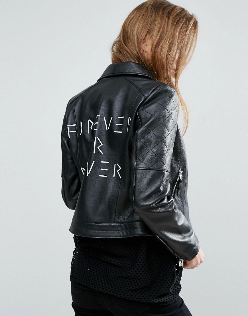 Lyst Asos Ultimate Leather Biker Jacket With Diamond Quilting And Asos Black Ultimate Leather Biker Jacket With Diamond Quilting And Back Print Lyst View Fullscreen