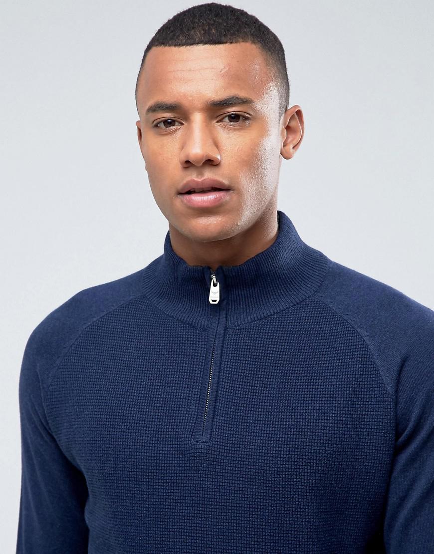 Lyst - Threadbare Textured Front Half Zip Knit in Blue for Men