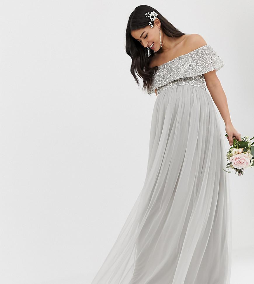 grey maternity bridesmaid dress