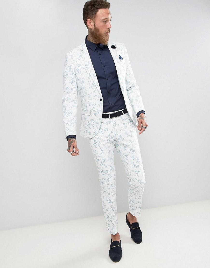 Lyst - Noose And Monkey Super Skinny Wedding Suit Jacket In Flocking In 