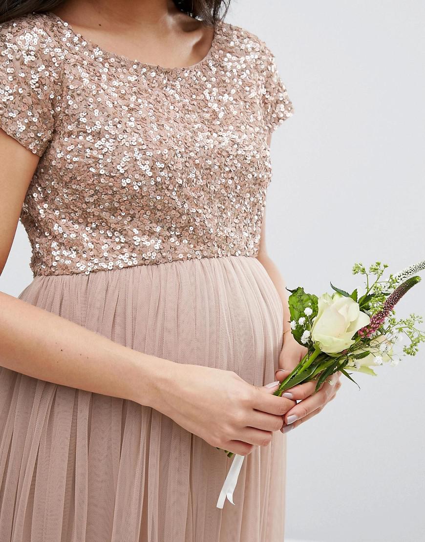 Maya Maternity Maxi Dress With Delicate Sequin And Tulle ...