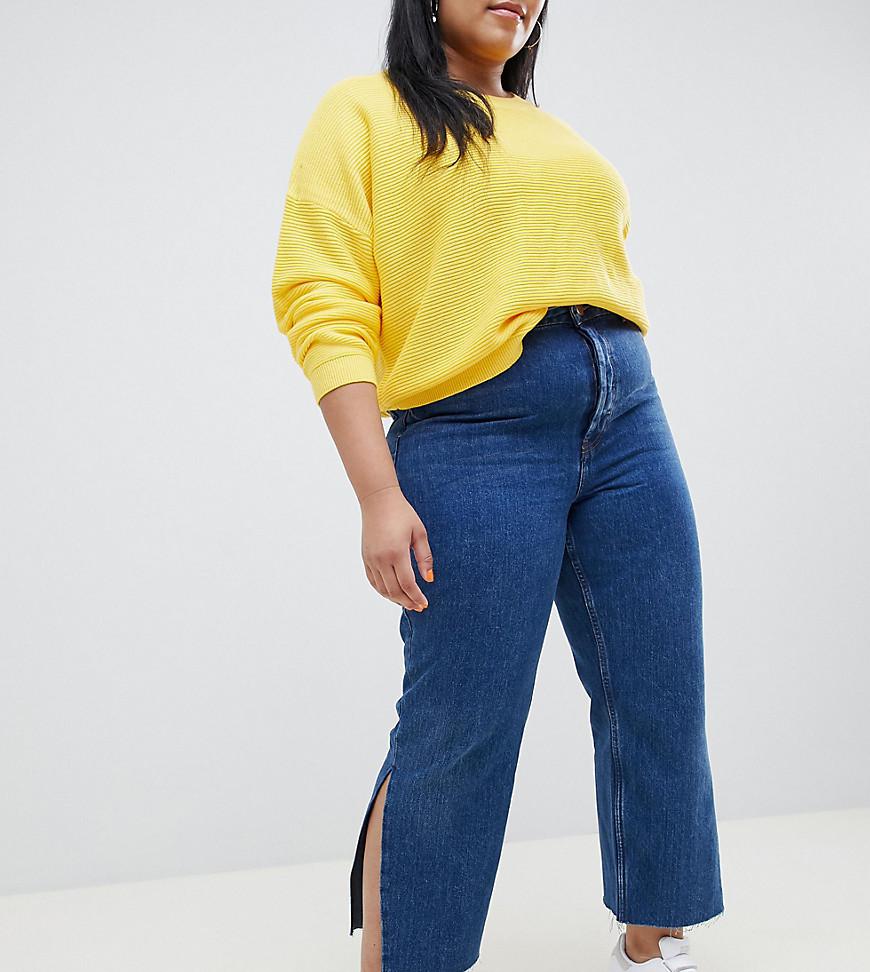 Lyst - Asos Asos Design Curve Recycled Florence Authentic Straight Leg Jeans With Side Splits In 
