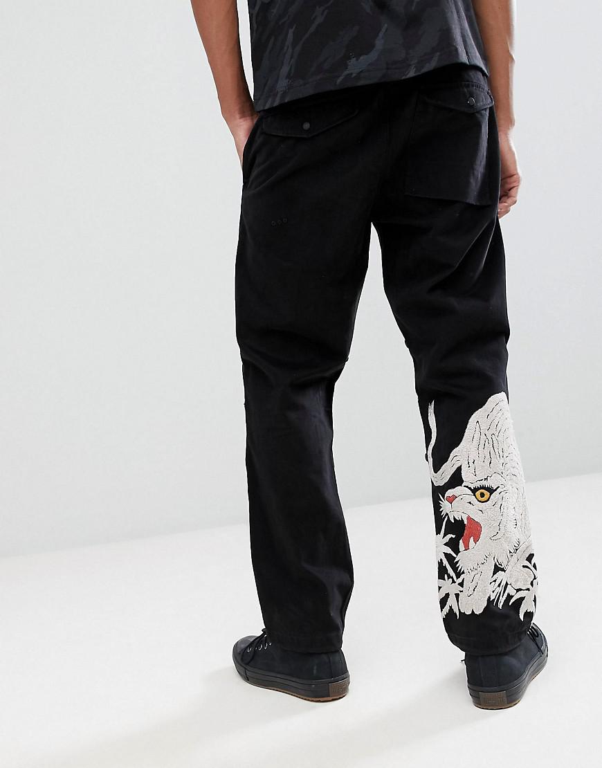 Maharishi Large Tiger Embroidery Snopants Pants in Black for Men Lyst