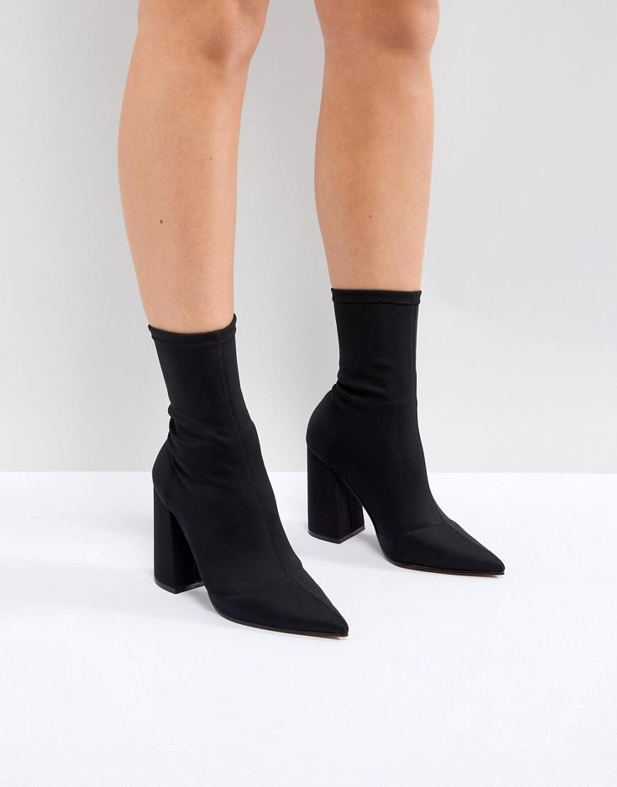 ASOS Denim Ebonie High Heeled Sock Boots in Black - Lyst