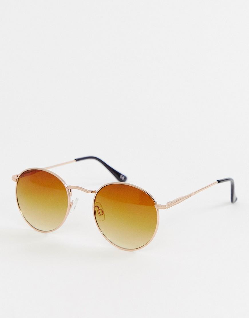 Lyst Asos Round Sunglasses In Copper With Brown Grad Lens In Metallic 