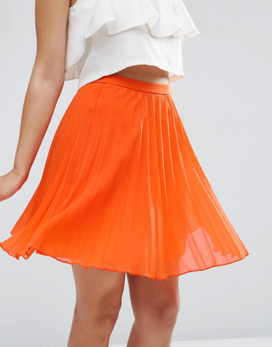 Lyst - Asos Pleated Mini Skirt in Orange