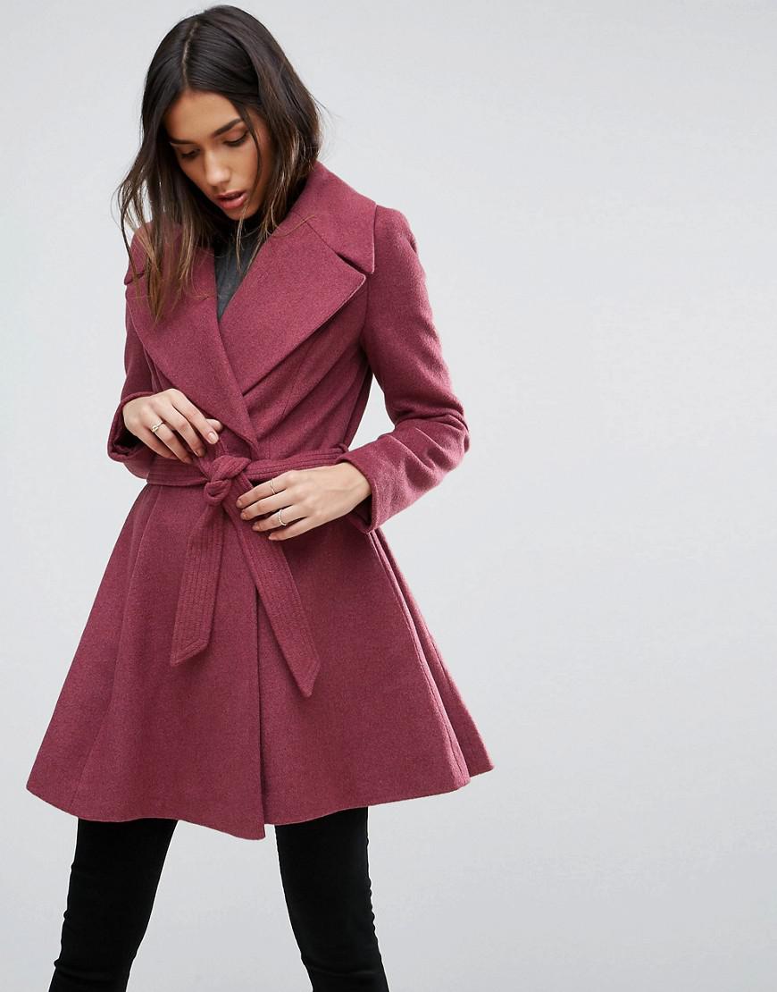 Manteau Patineuse Oversize Coupe Ceinture Asos Nouer Et Col Lyst EwdBqw