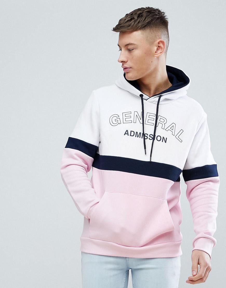 Lyst - Bershka Slogan Hoodie In Pink And White in White for Men