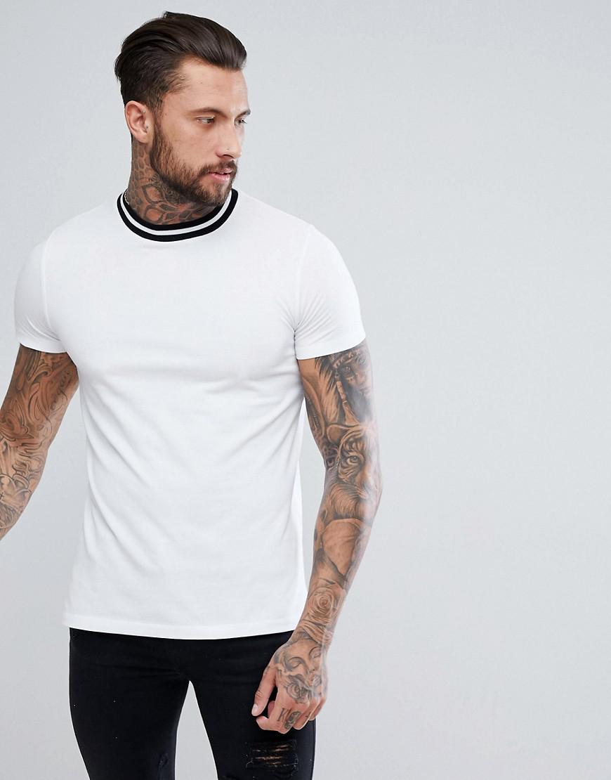Asos T-shirt With Contrast Tipping In Pique In White in White for Men ...