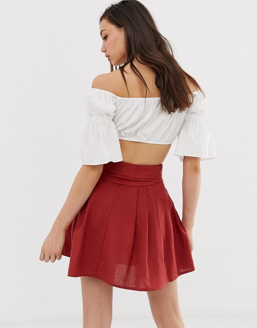 asos red skirt