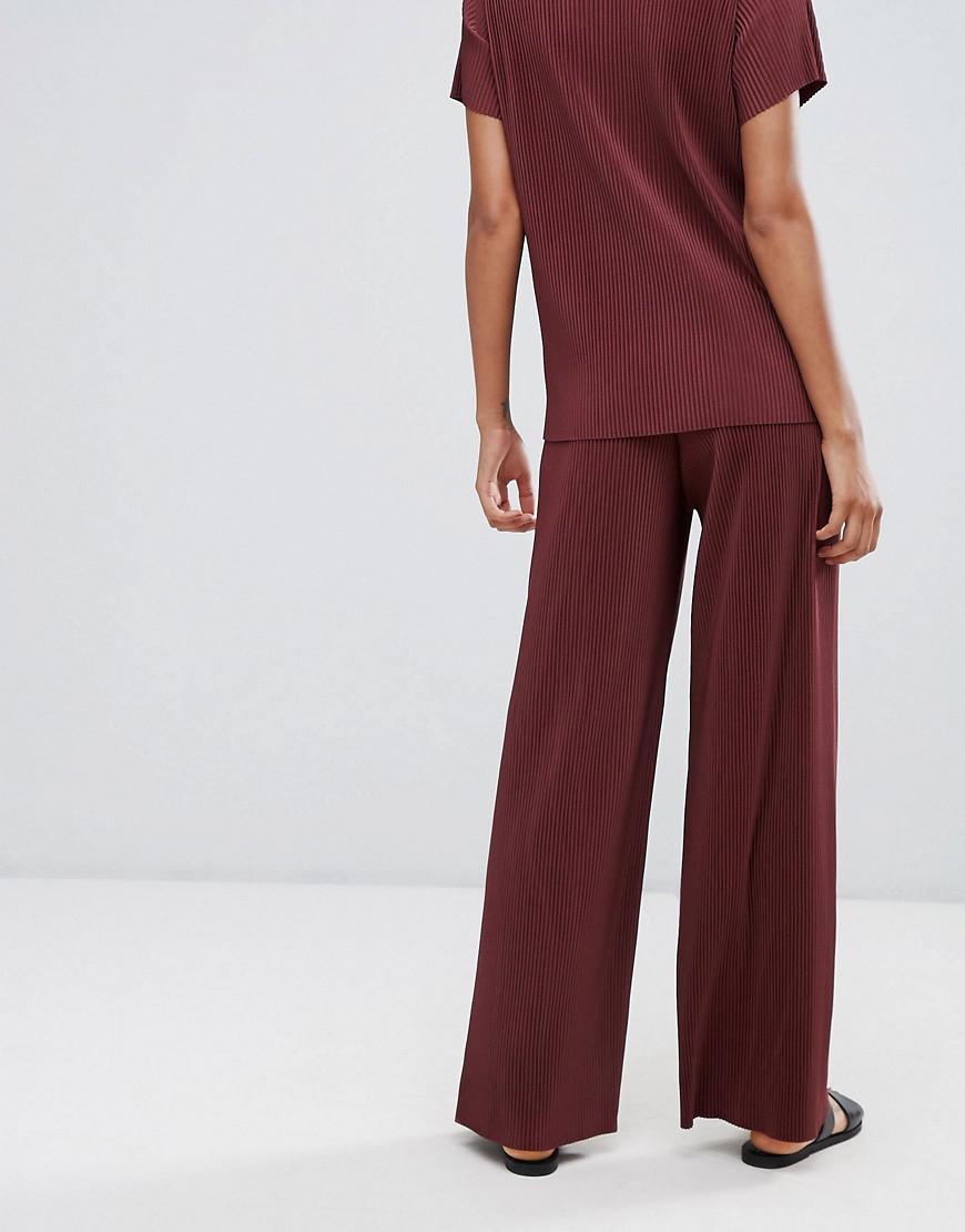 Lyst Just Female Quint Plisse Wide Pants in Red