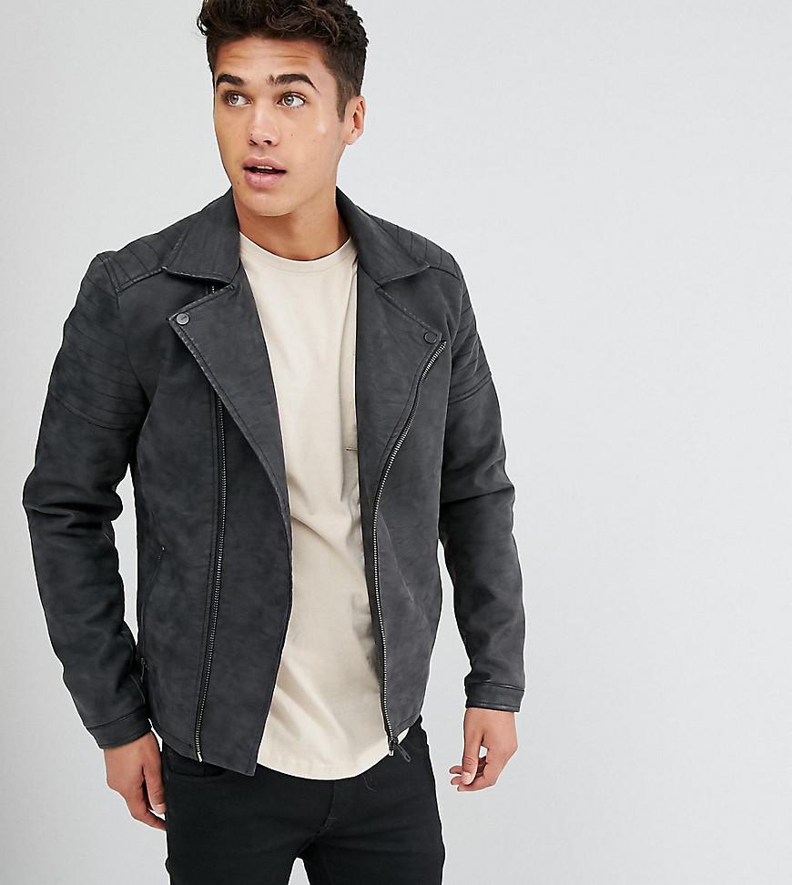 Only Sons Faux Leather Biker Jacket In Black For Men Lyst Gallery