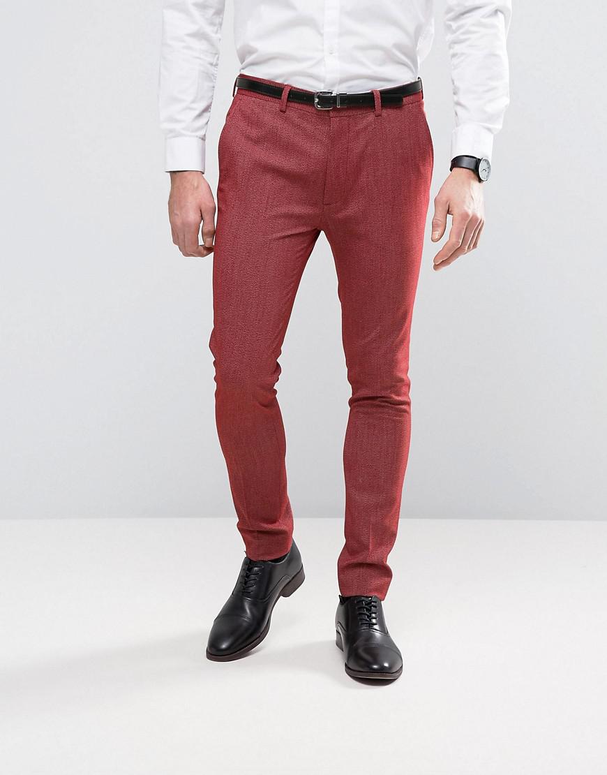 Lyst - Asos Super Skinny Suit Pants In Red Twist in Red for Men