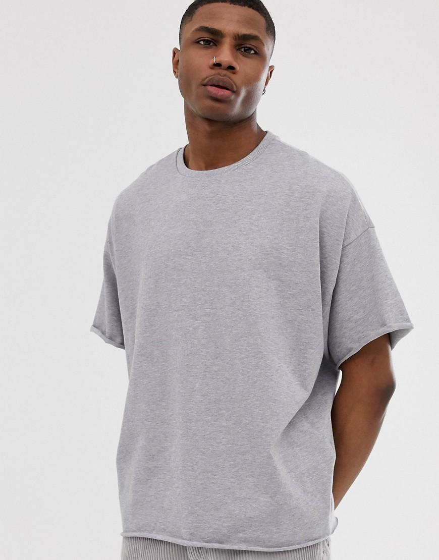 ASOS Heavyweight Oversized Fit Tshirt With Crew Neck And Raw Edges In