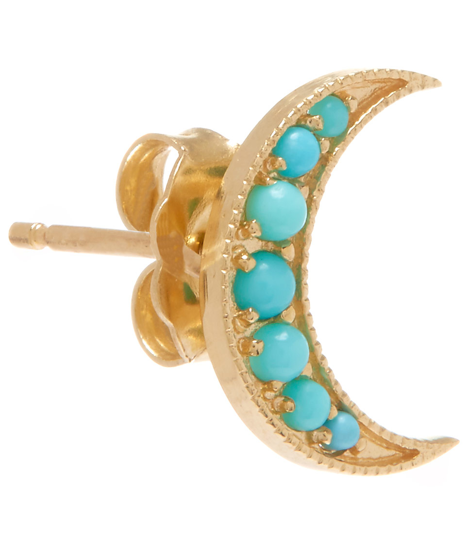 Lyst - Andrea Fohrman Gold Turquoise Crescent Moon Stud Earring in Metallic