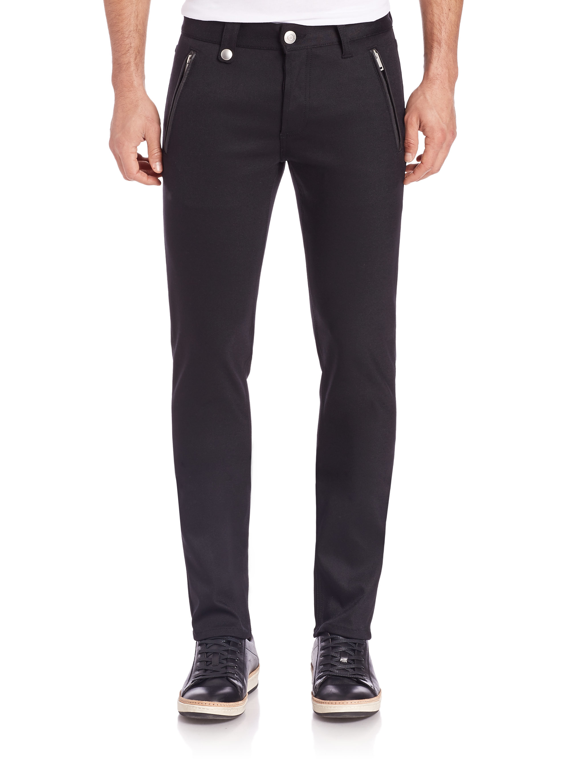 Lyst - Alexander Mcqueen Leather-trimmed Twill Pants in Black for Men