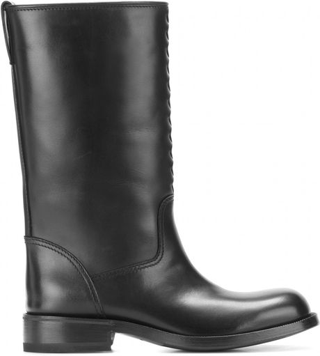 Bottega Veneta Leather Boots in Black | Lyst