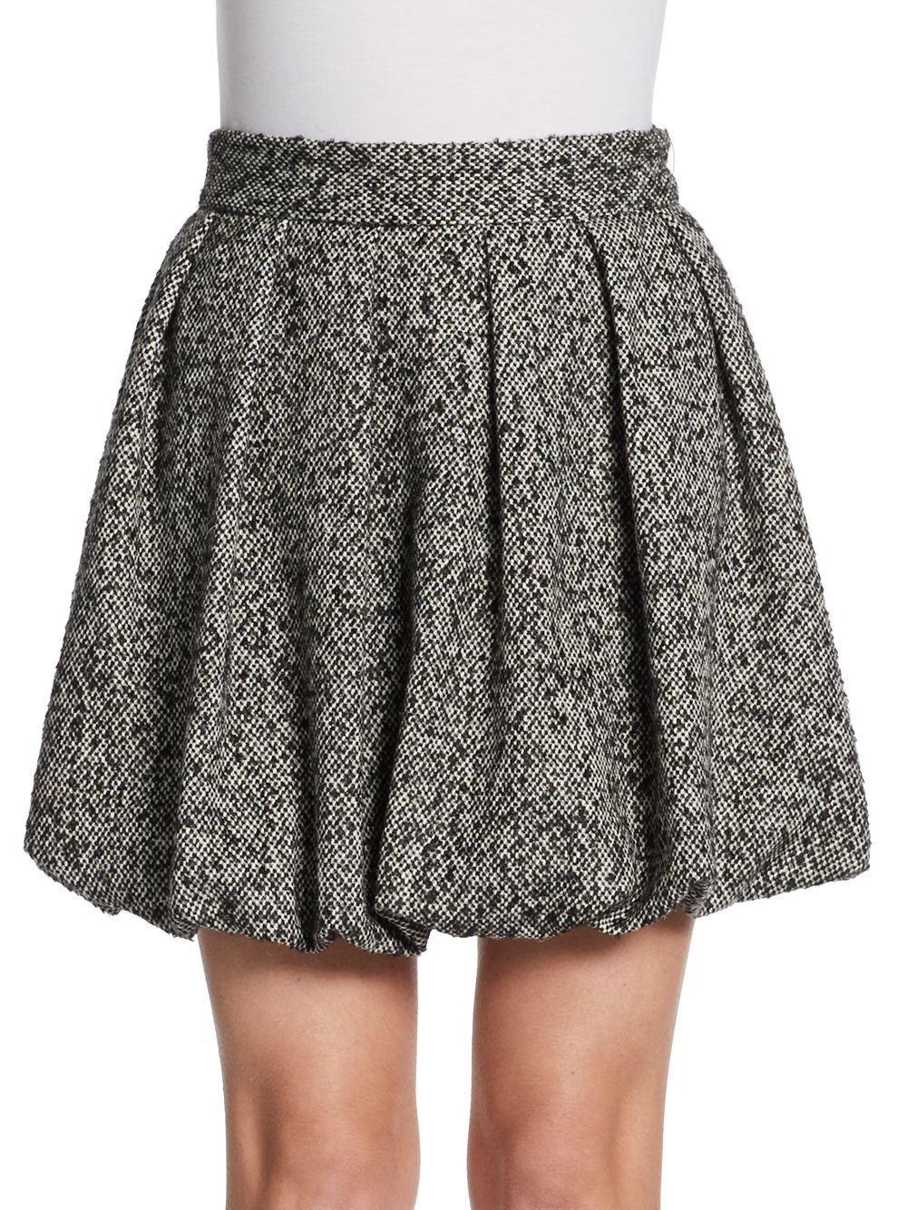 Alice + Olivia Roni Bubble Skirt in White (black white) | Lyst