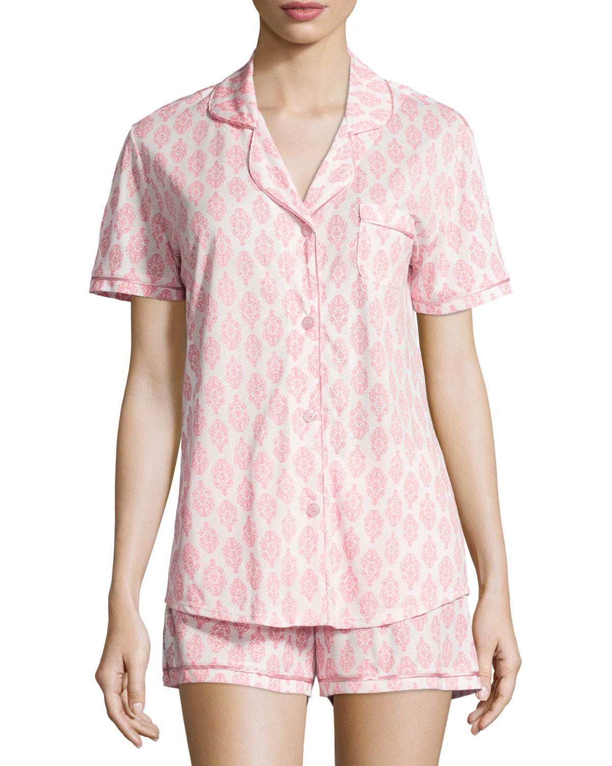 Lyst Cosabella Bella Brocade Printed Shorty Pajama Set In Pink