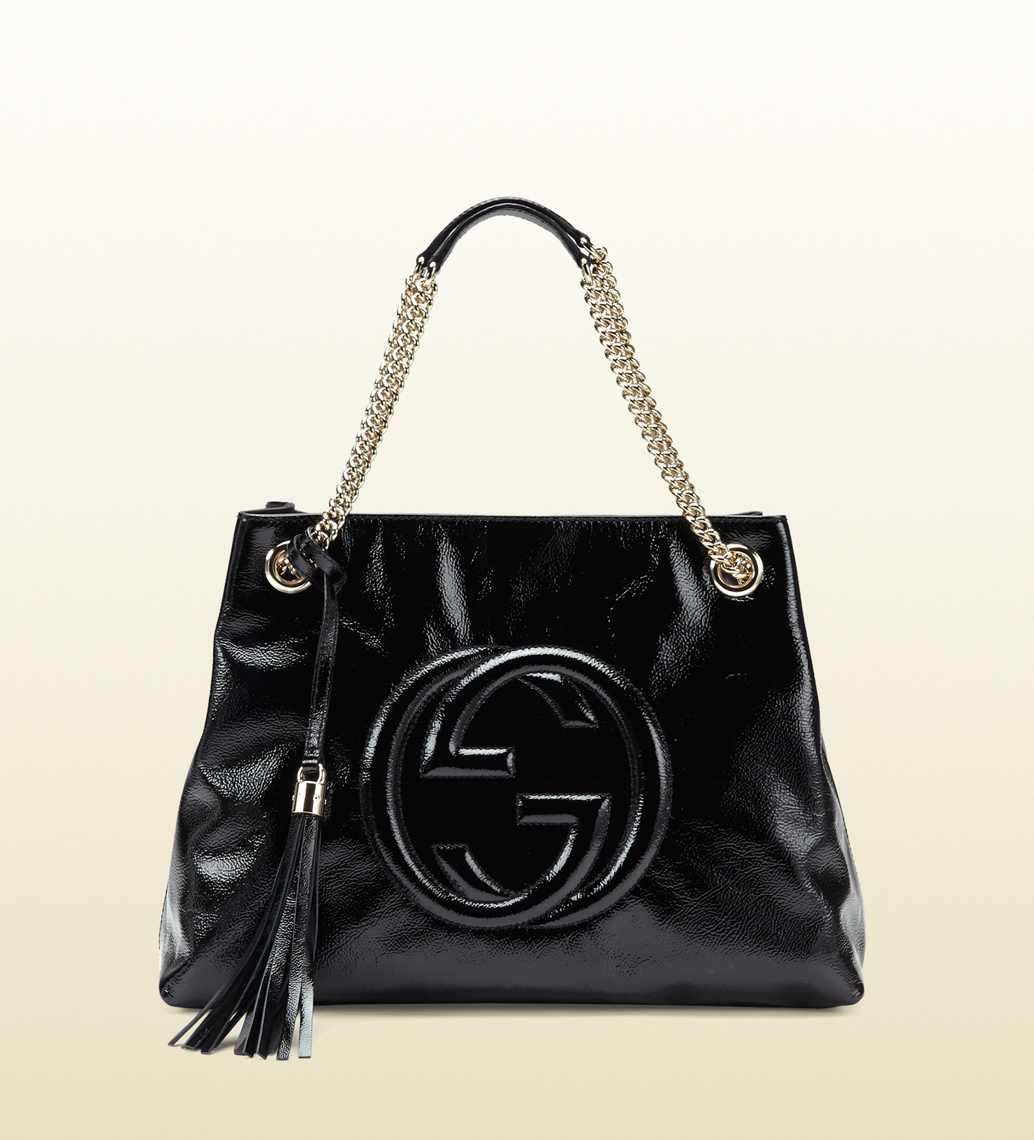 Gucci Soho Soft Patent Leather Shoulder Bag in Black - Lyst