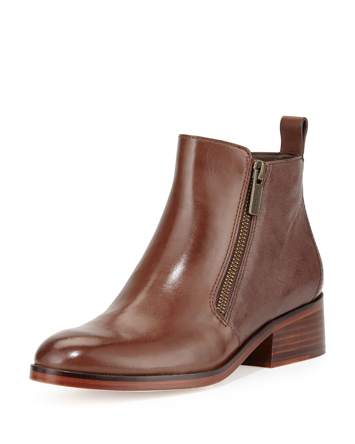 Cole haan Oak Leather Ankle Booties in Brown | Lyst
