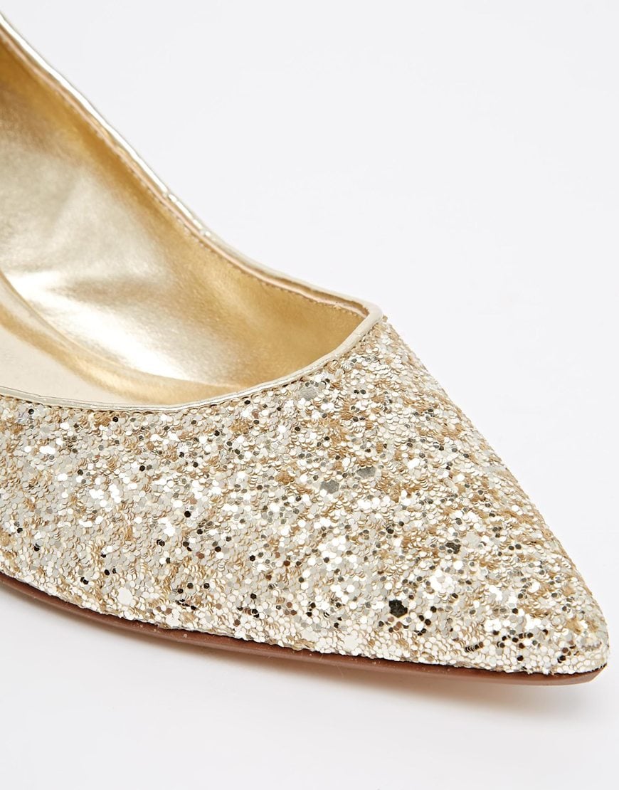 Lyst - Dune Blitzen Gold Glitter Kitten Heel Pumps in Metallic