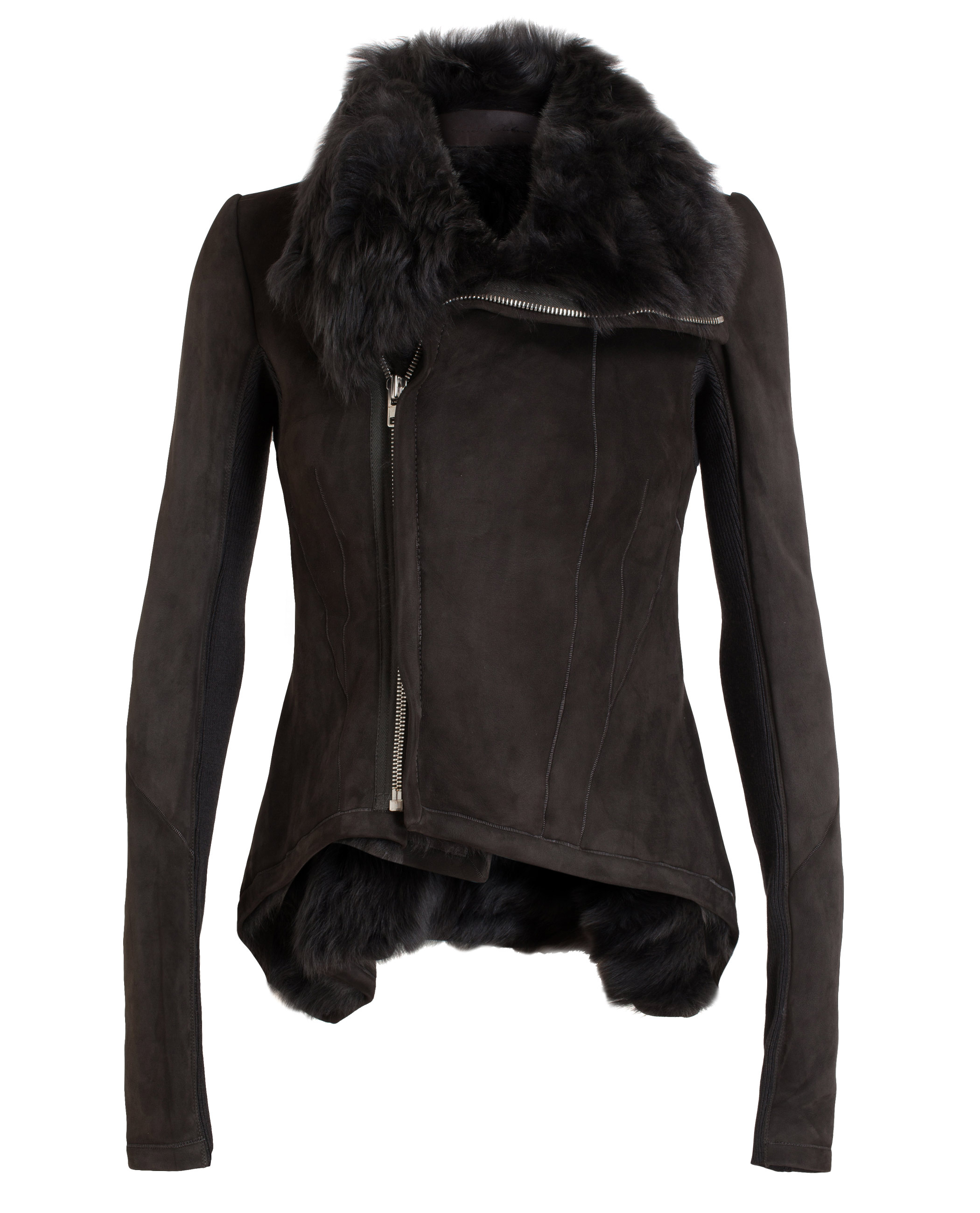 Rick Owens Shearling Lined Jacket in Black | Lyst