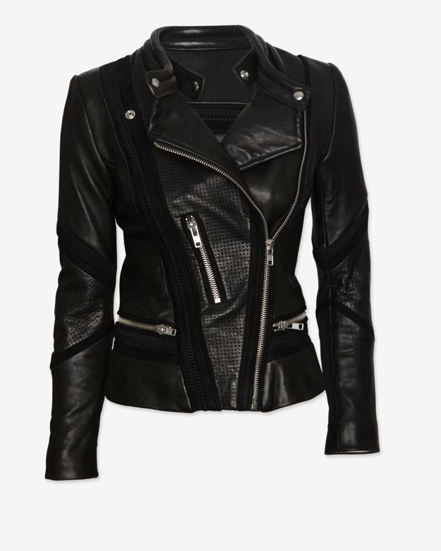 Iro Inaya Perforated Detail Leather Jacket in Black | Lyst