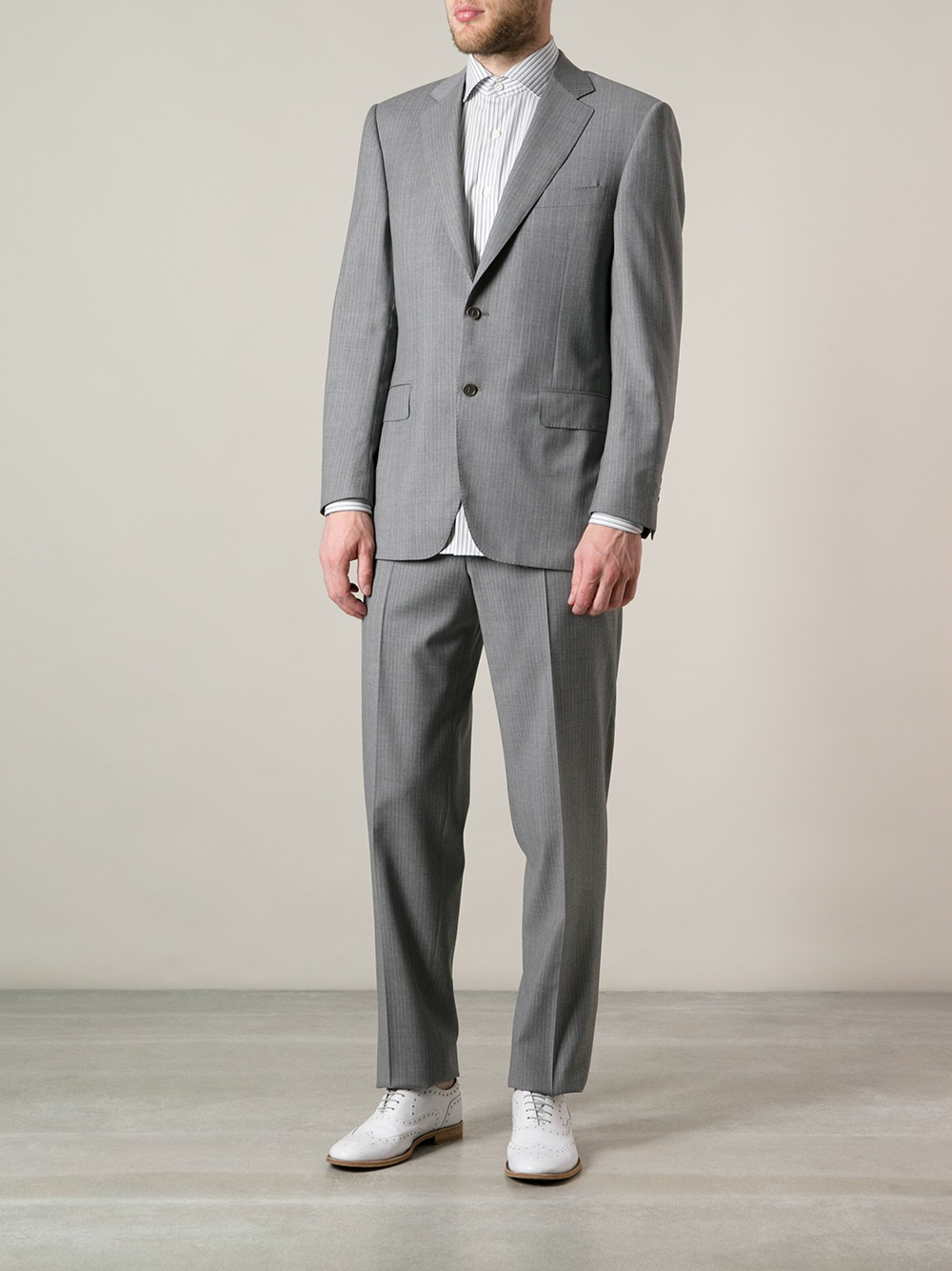 Canali Tonal Striped Suit in Gray for Men (grey) | Lyst