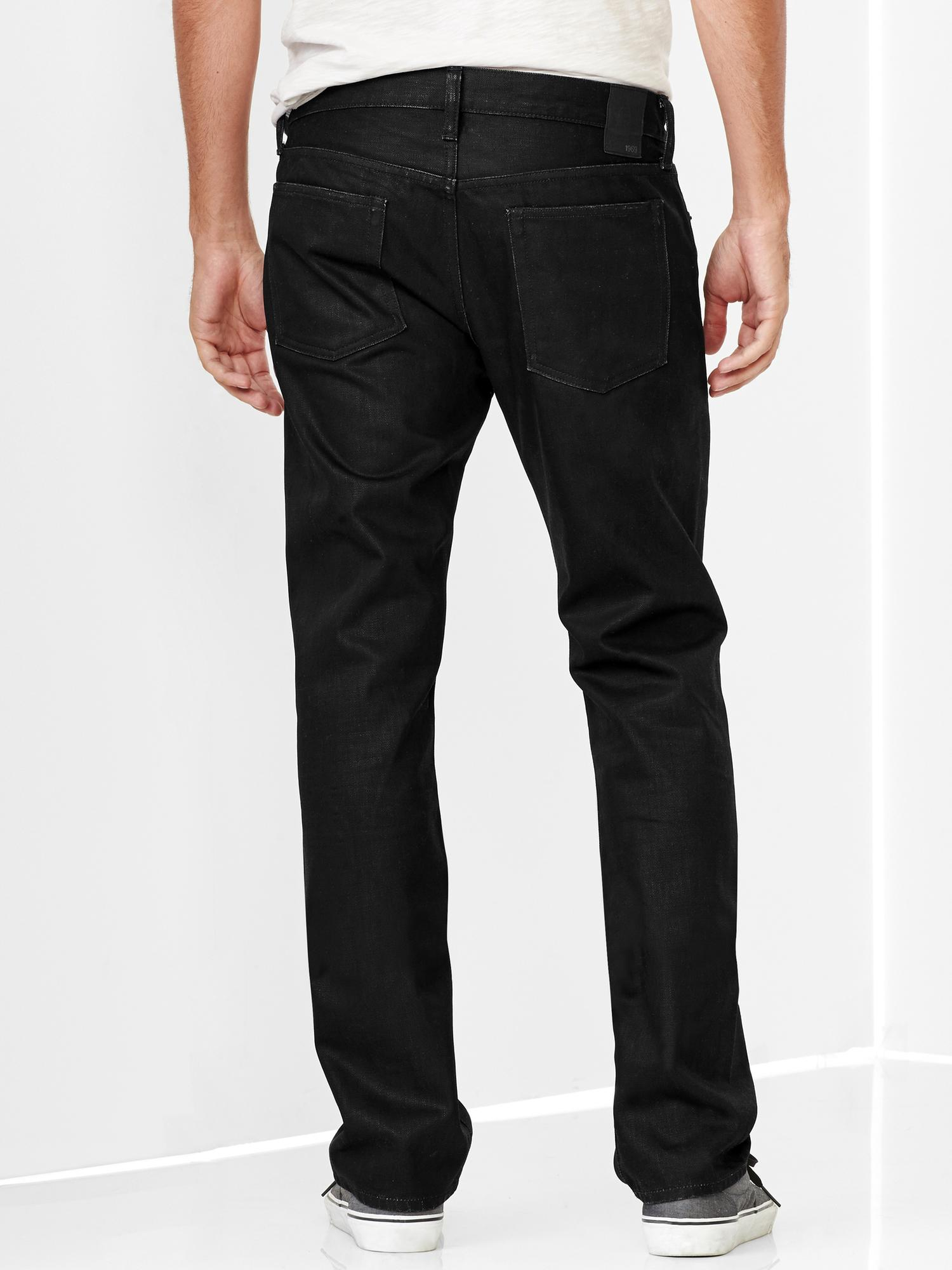 Gap 1969 Slim Fit Jeans (Coated Black Pigment Wash) in Black for Men