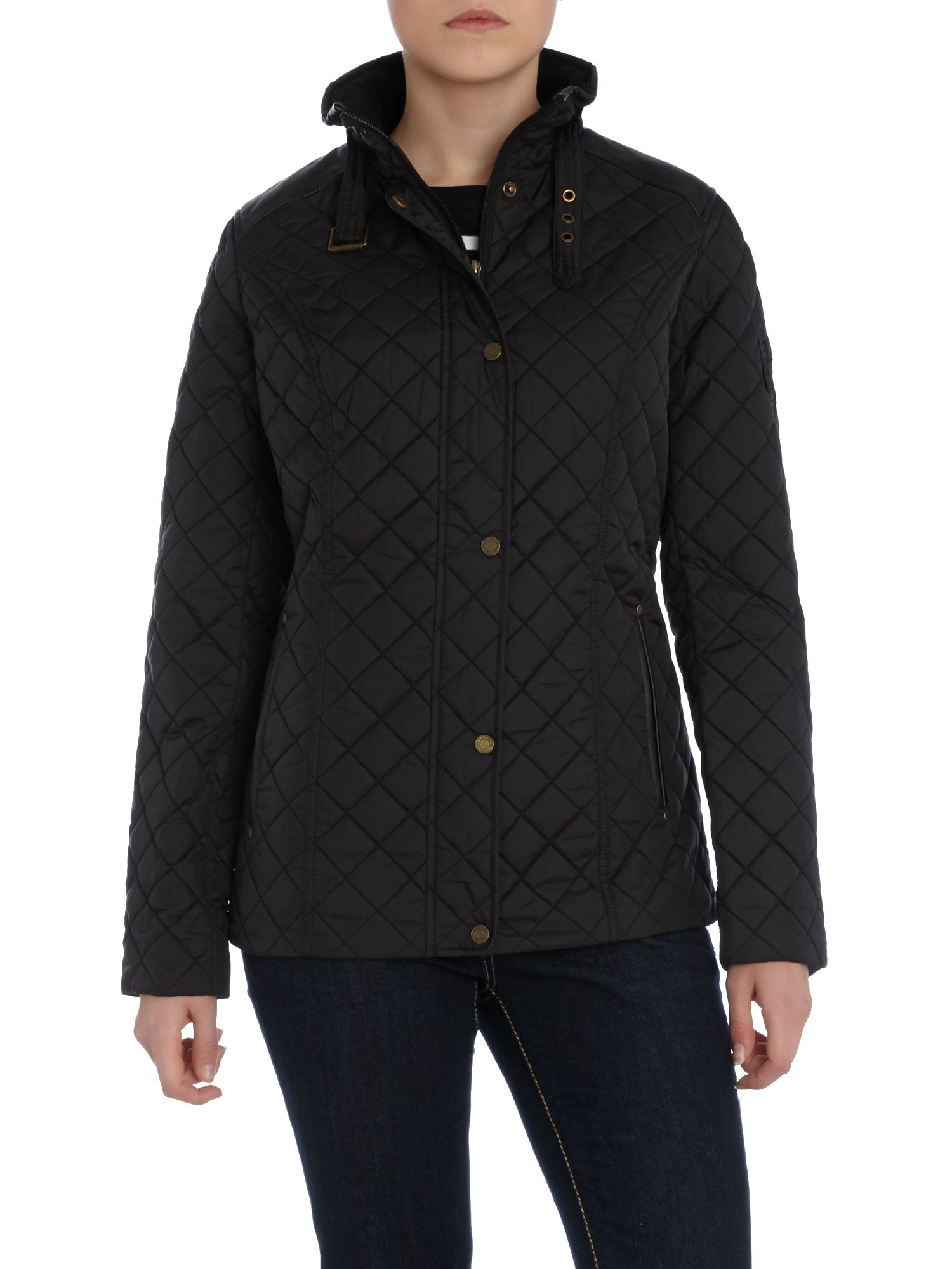 Lauren by ralph lauren Quilted Jacket With Faux Leather Trim in Black ...