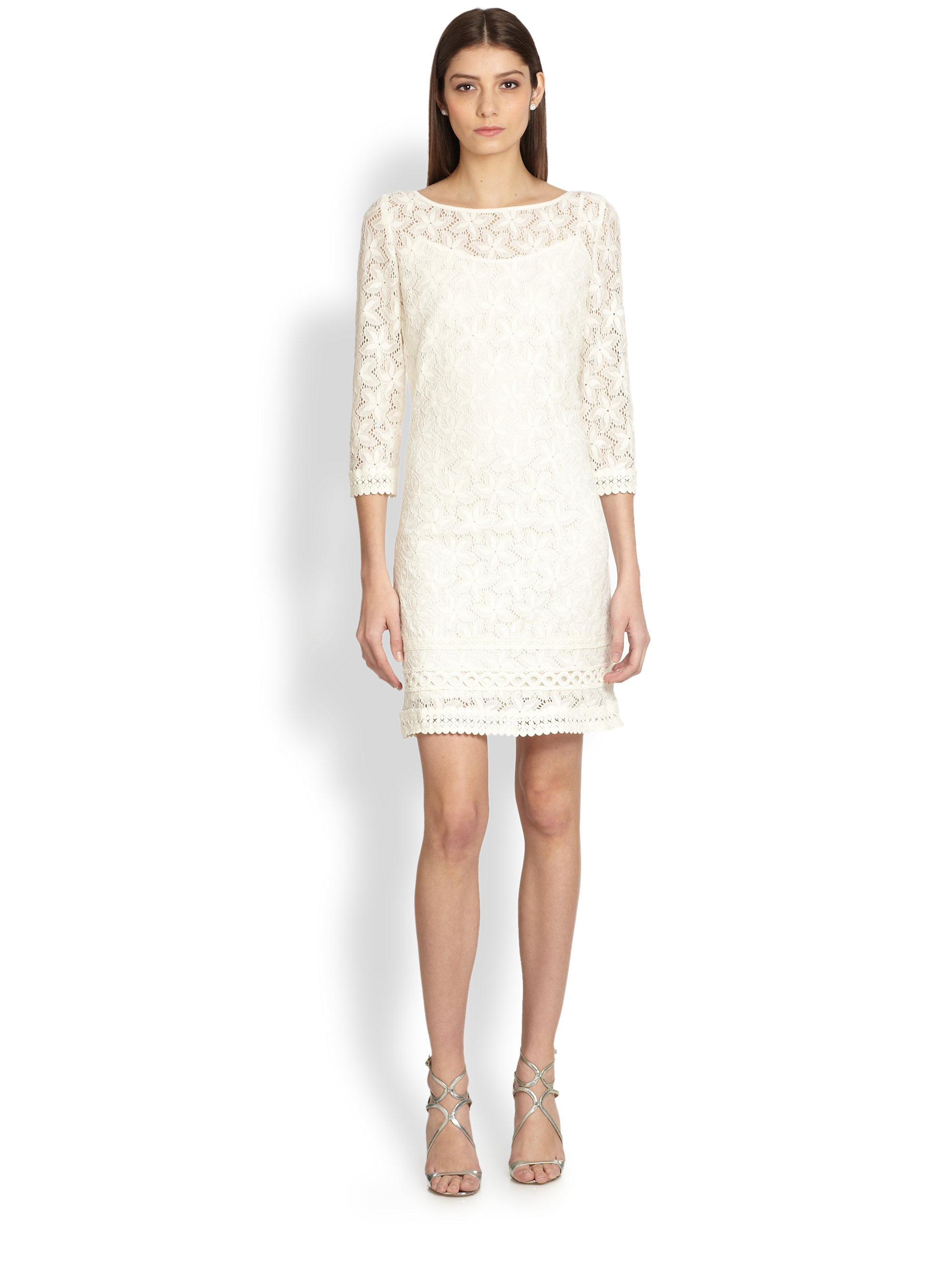 Lyst Laundry By Shelli Segal Lace Shift Dress in White