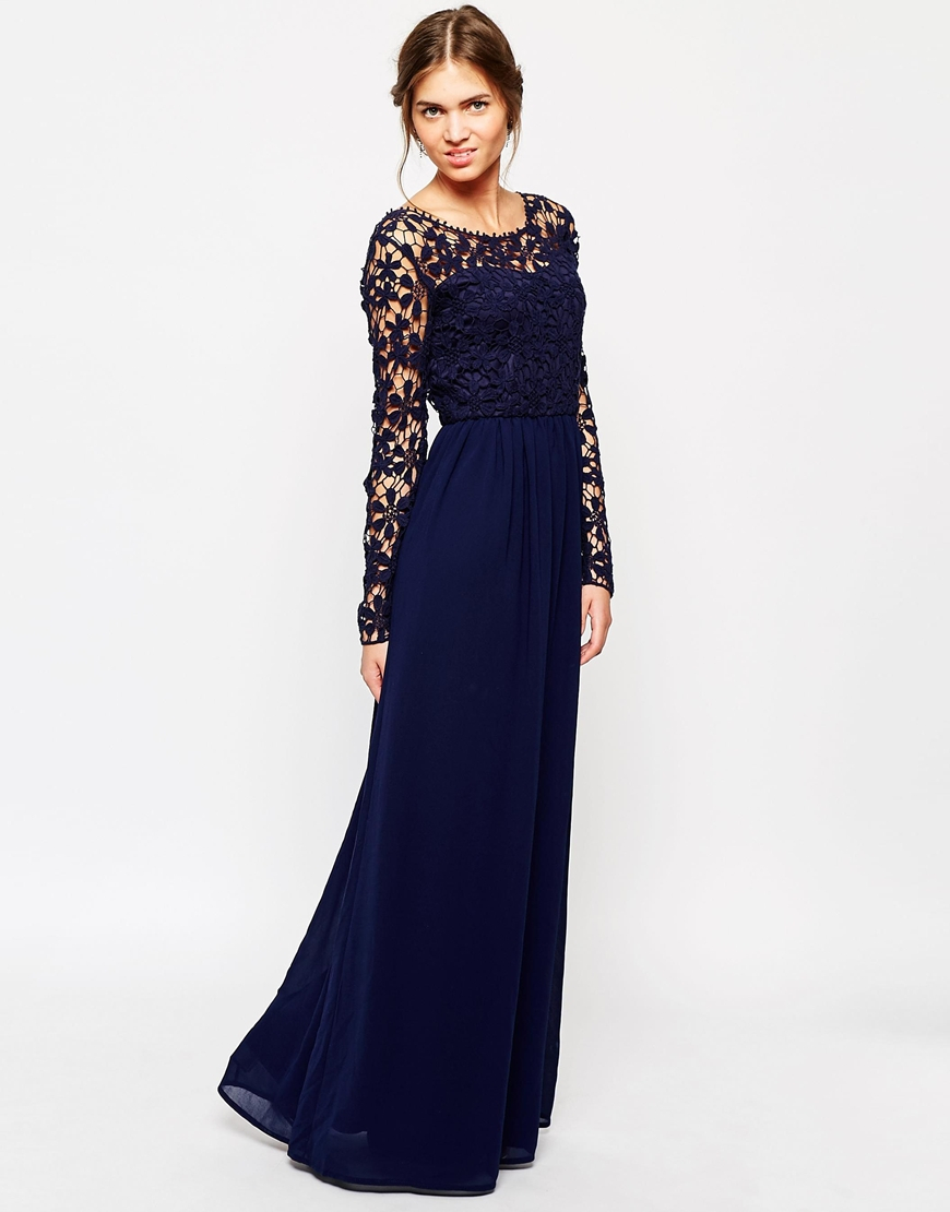 navy maxi dress with sleeves