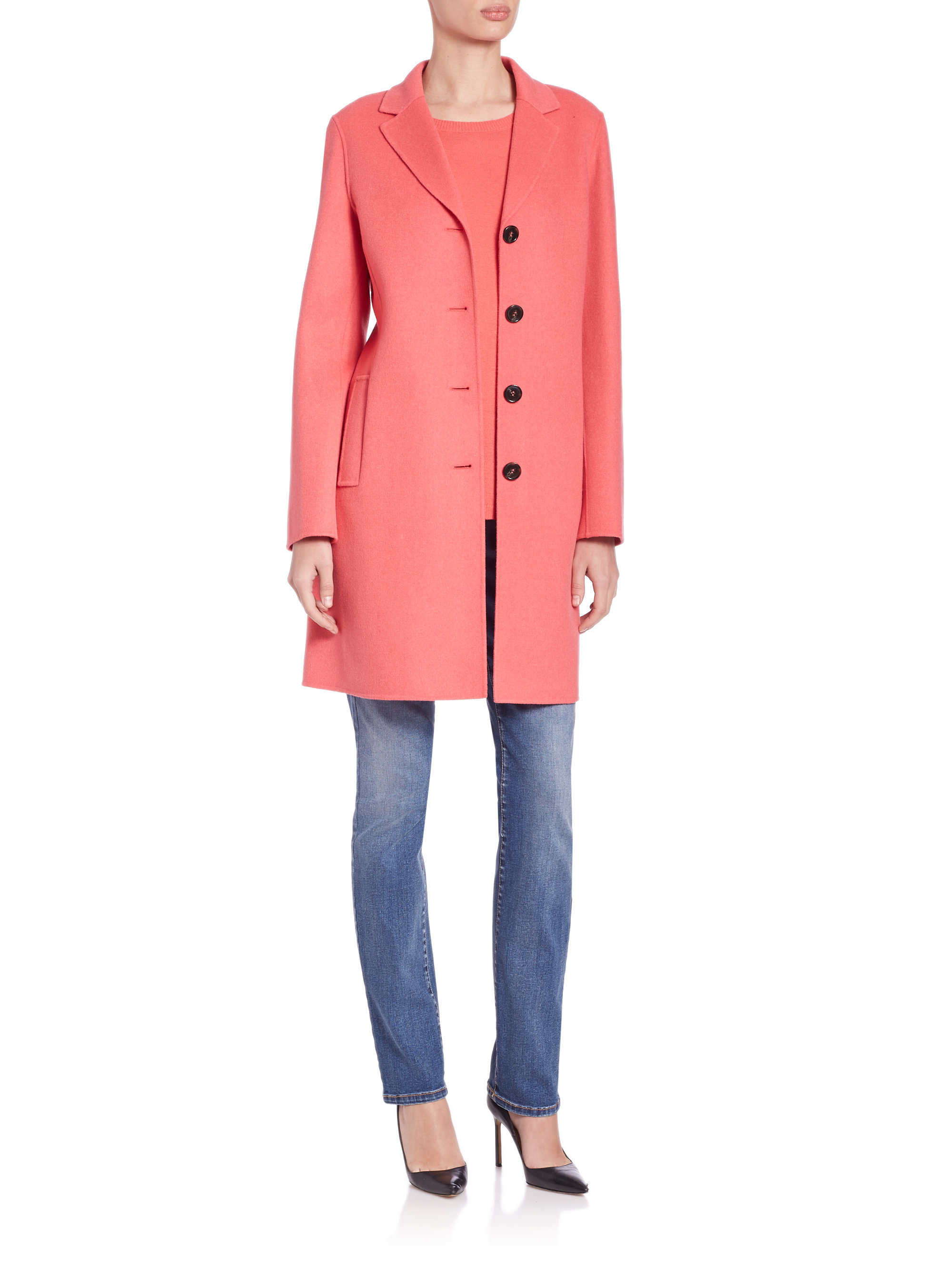 Lyst Weekend By Maxmara Doublefaced Woolblend Coat in Pink