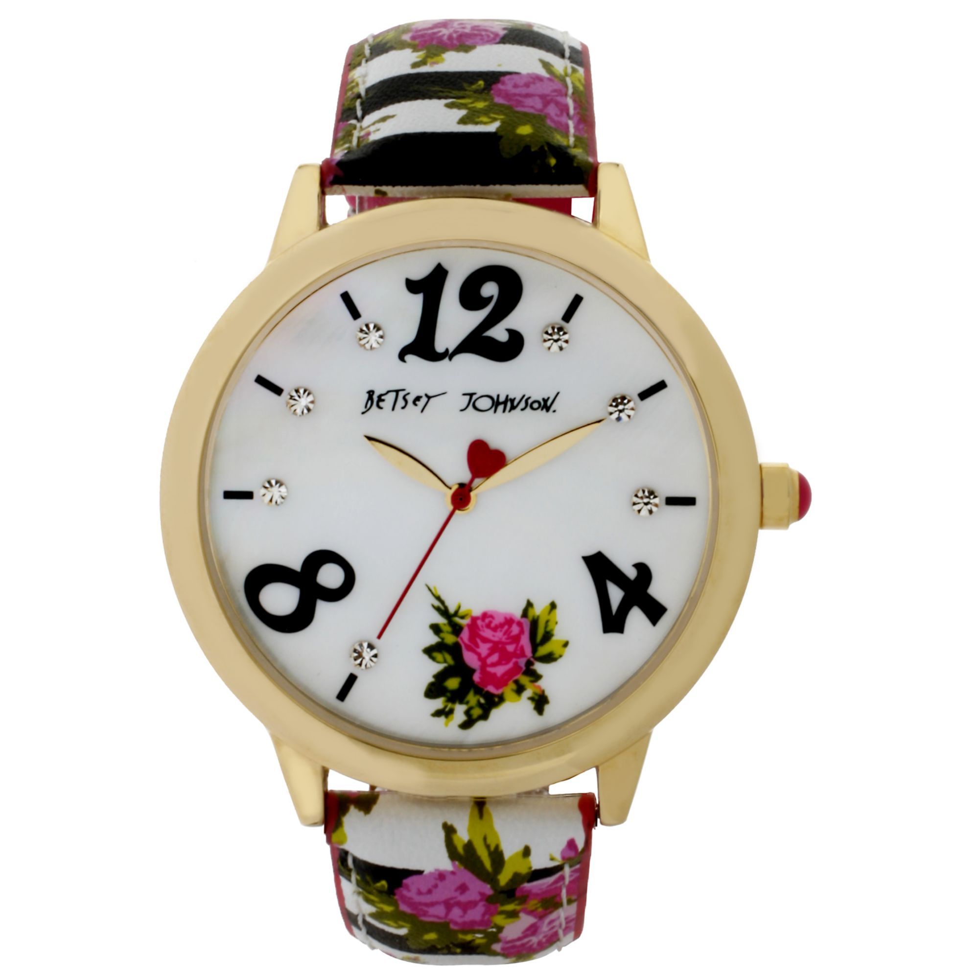 Betsey Johnson Floral Print Strap Watch 44mm 08 in White (floral) | Lyst