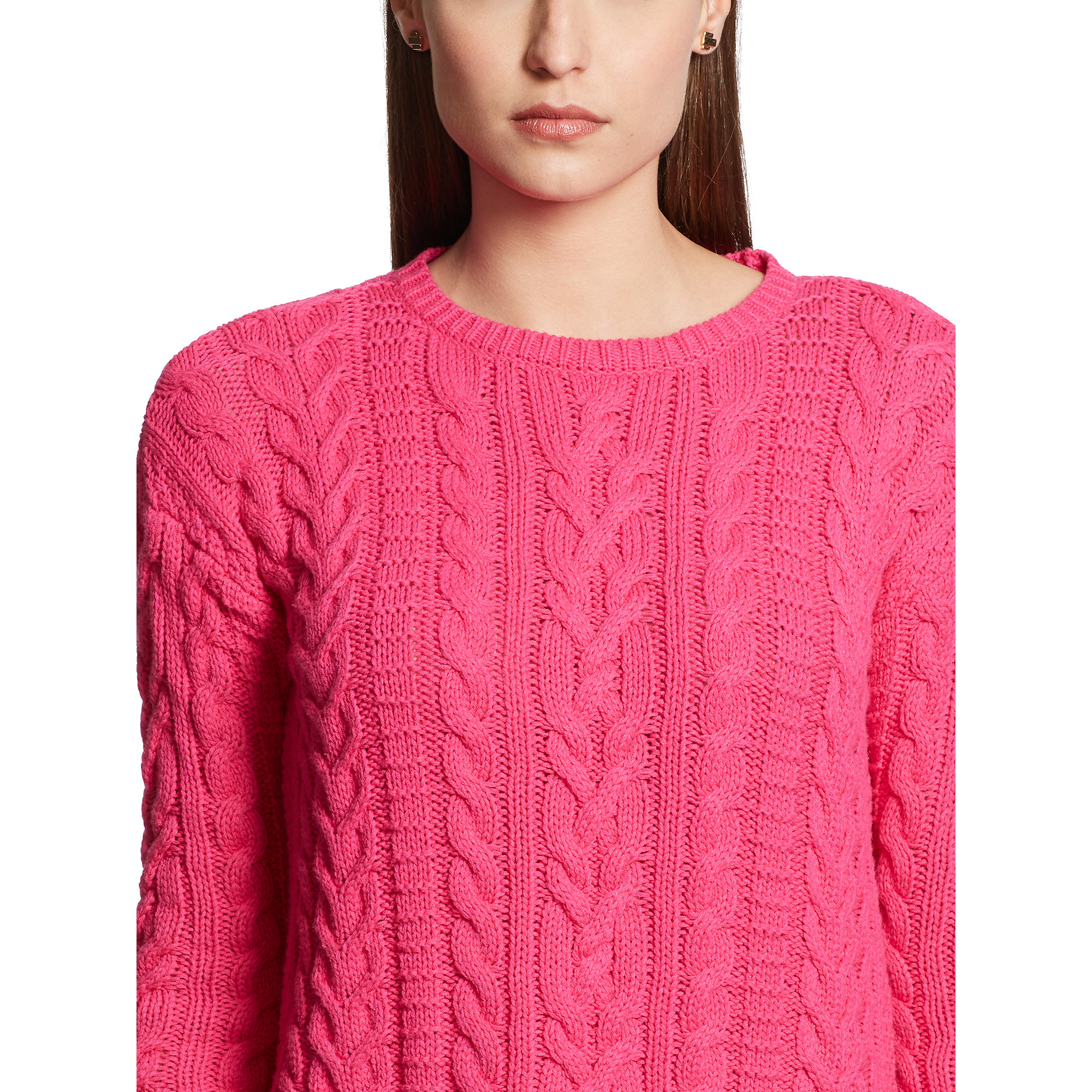 Ralph lauren Cable-knit Cotton Sweater in Pink | Lyst