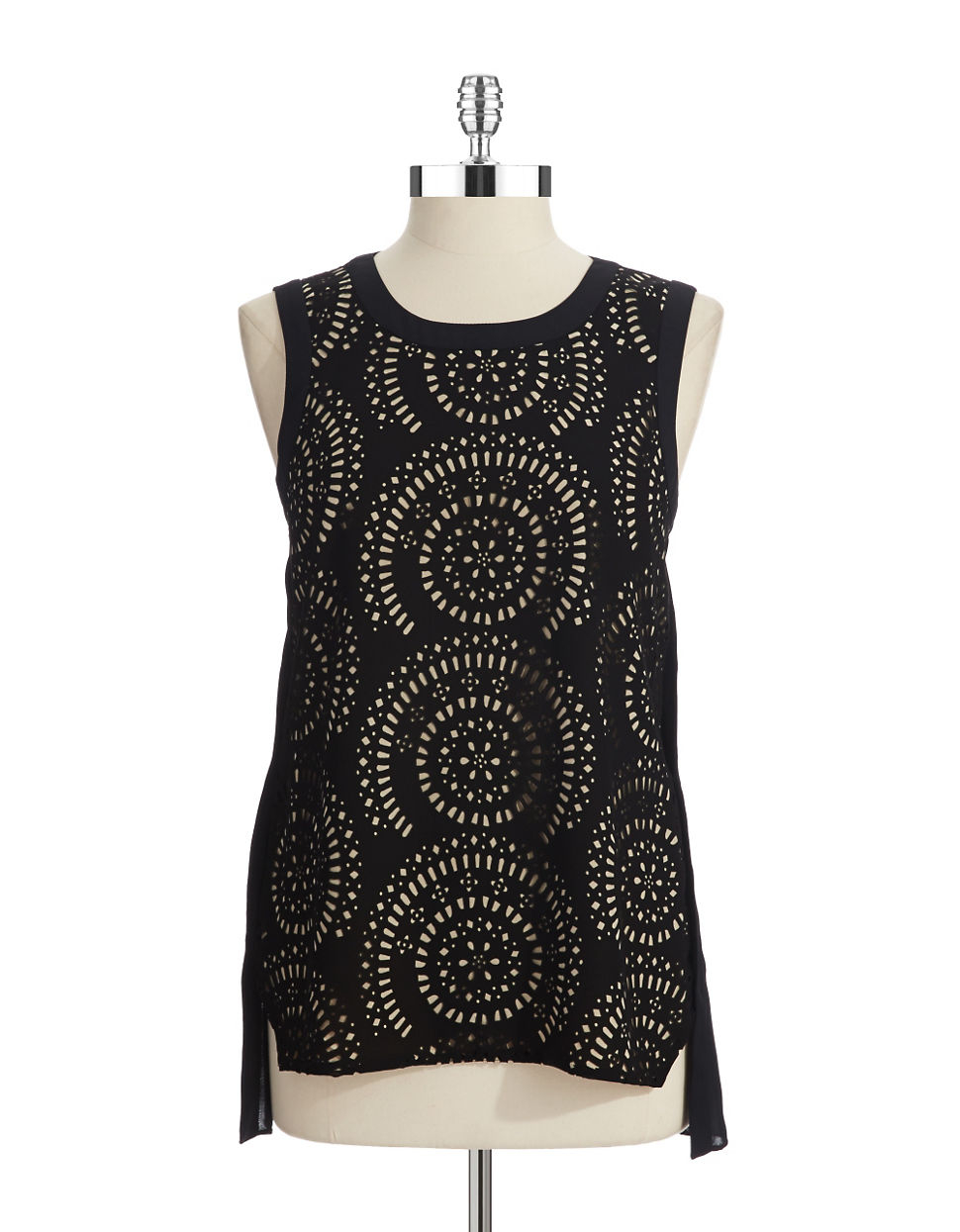 Lyst - Vince camuto Laser Cut Tank in Black